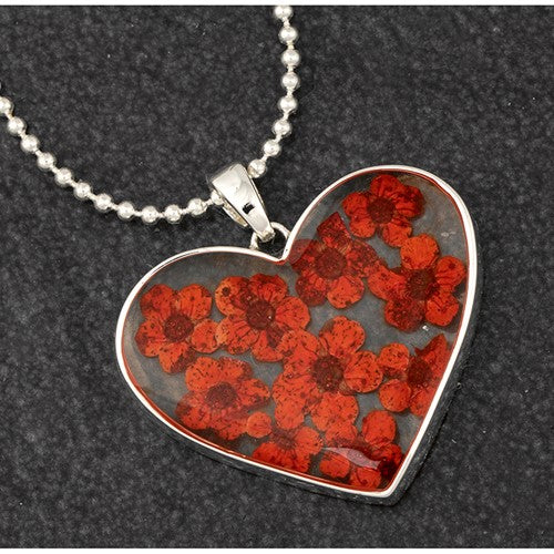 Eternal flowers silver plated heart pendant,