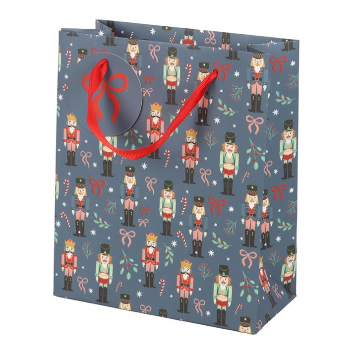 23cm Blue Nutcracker Print Gift Bag