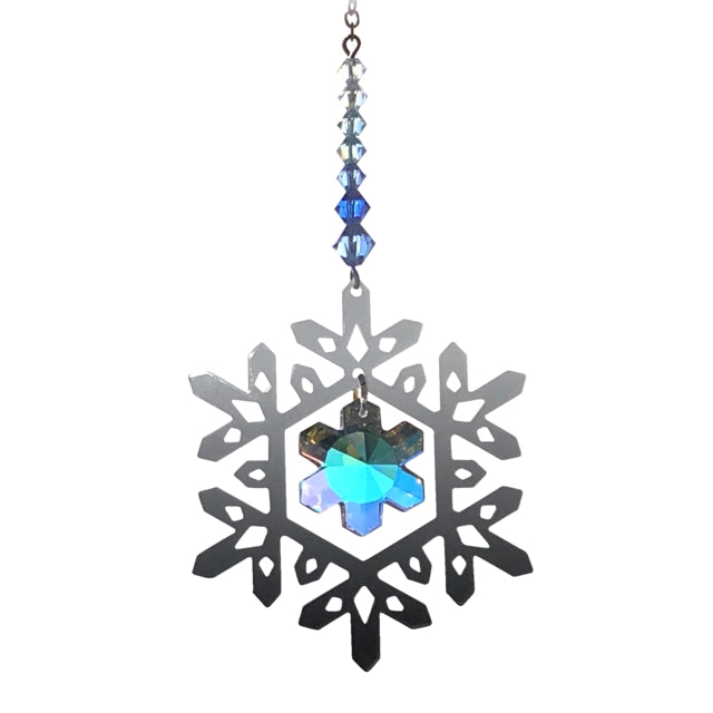 Pure radiance, suncatcher, small snowflake, Royal blue