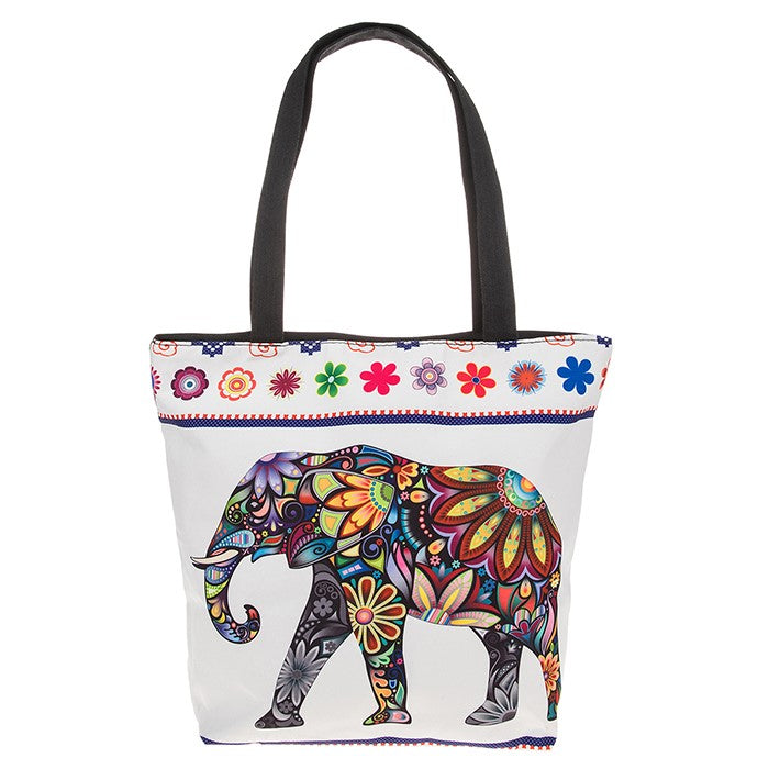 Floral elephant tote bag