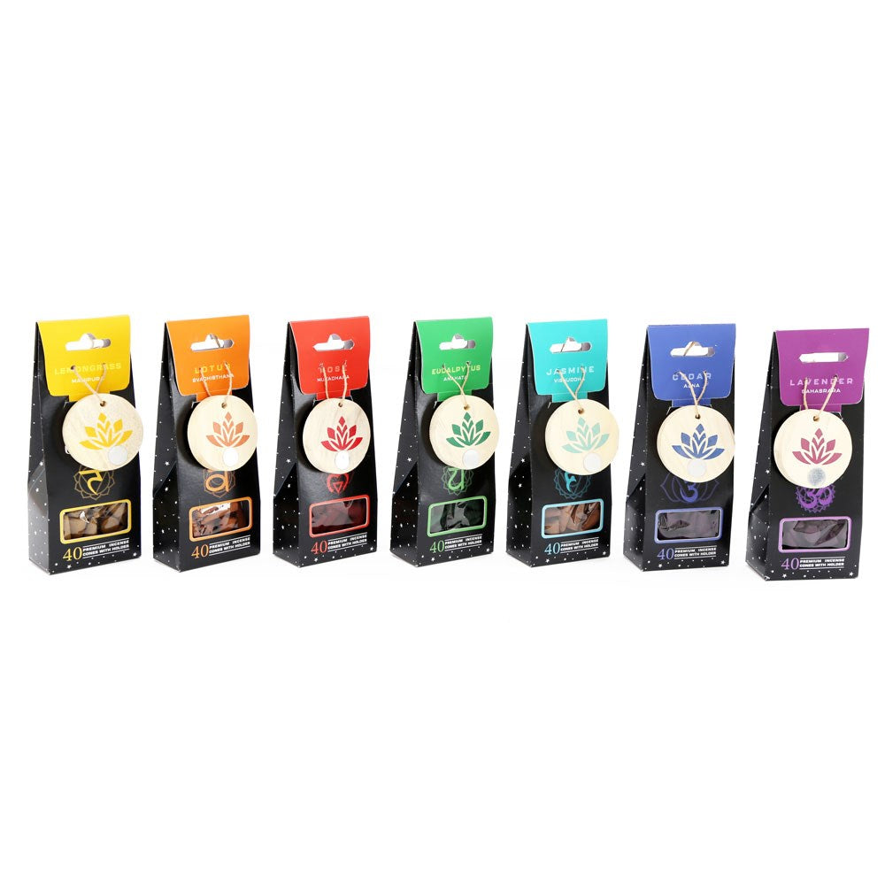 Chakra Incense Cones with Lotus Holder