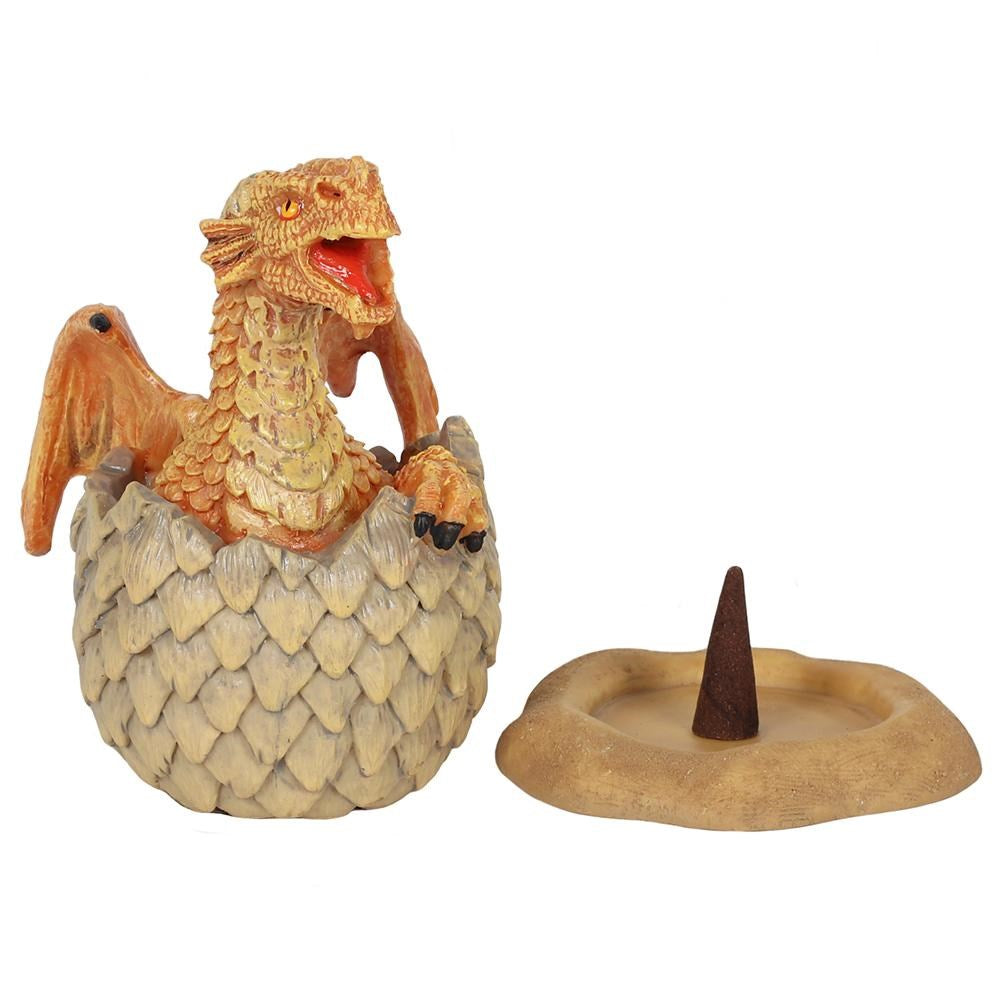 Yellow dragon hatching incense burner open