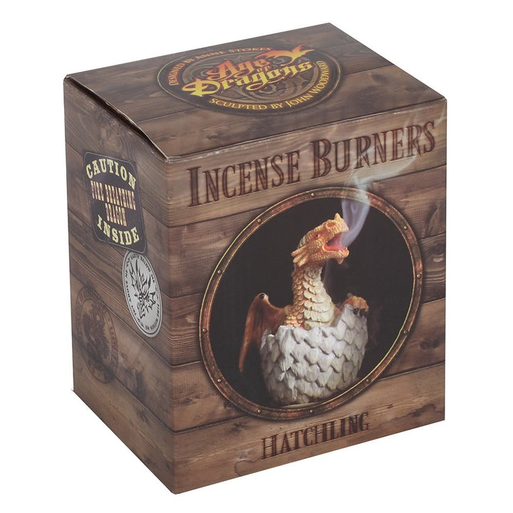 Yellow dragon hatching cone incense burner, Anne stokes, box