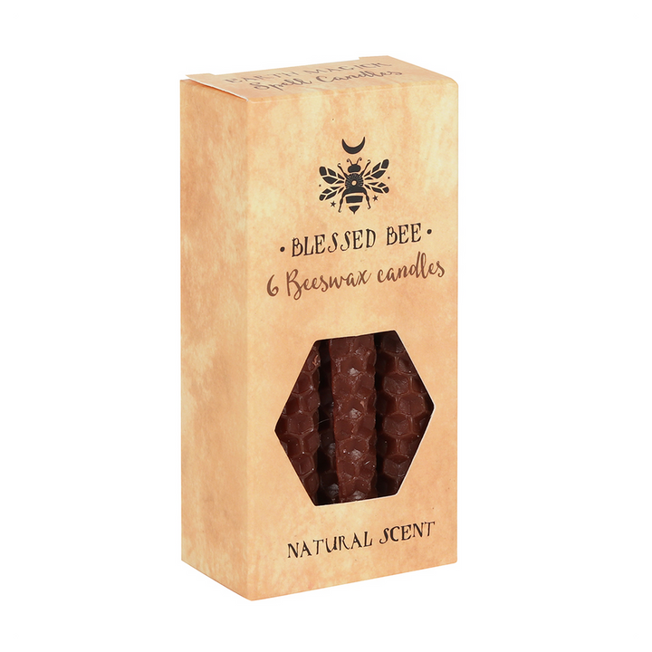 Set of 6 Brown Beeswax Spell Candles