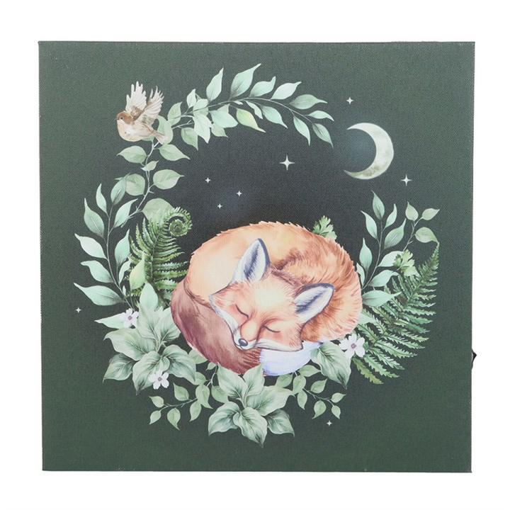 Sleeping Fox Light Up Canvas Plaque