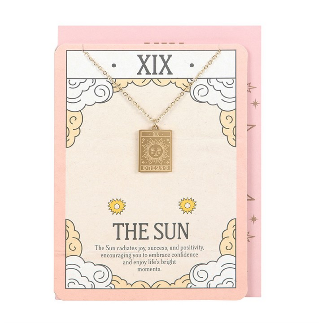 The Sun Vintage Tarot Necklace on Greeting Card