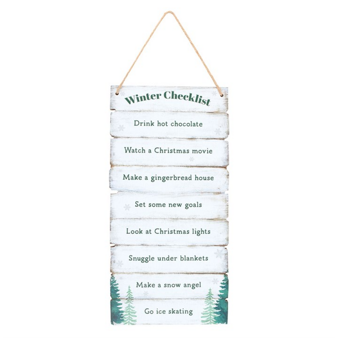 Winter Wonderland Checklist Hanging Sign