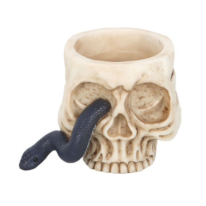 Skull Tealight Holder with Snake