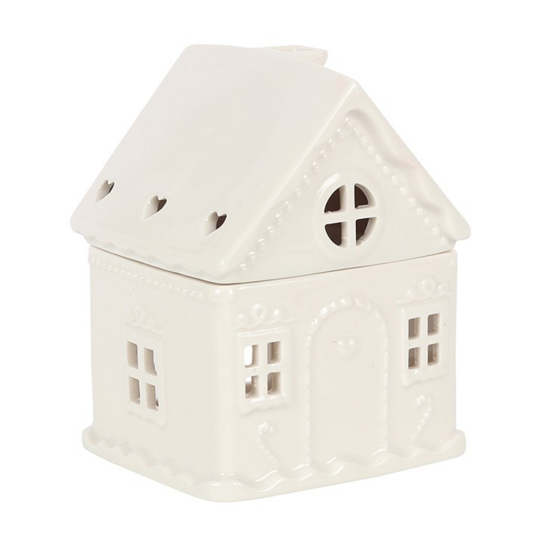 *White Gingerbread House Ceramic Oil Burner (4/20)