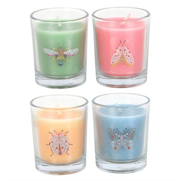 Set of 4 Floral Bug Mandarin &amp; Bergamot Candles