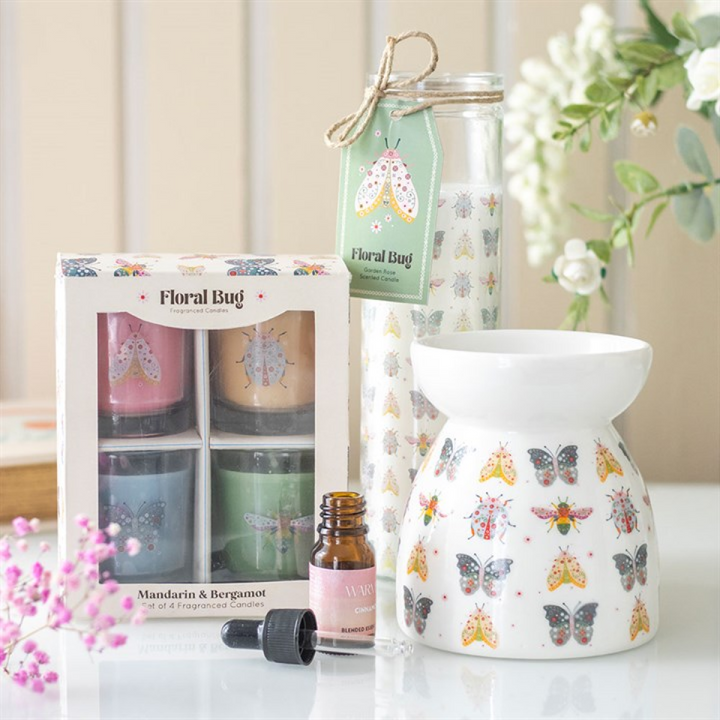 Set of 4 Floral Bug Mandarin &amp; Bergamot Candles
