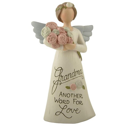 Grandma Angel figurine, holding flowers