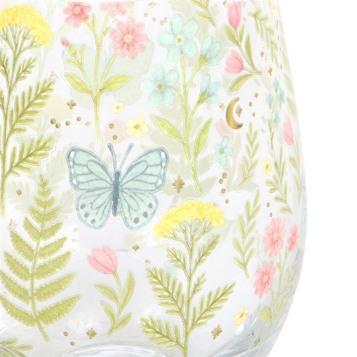 Decorative item with floral and butterfly pattern on a white background