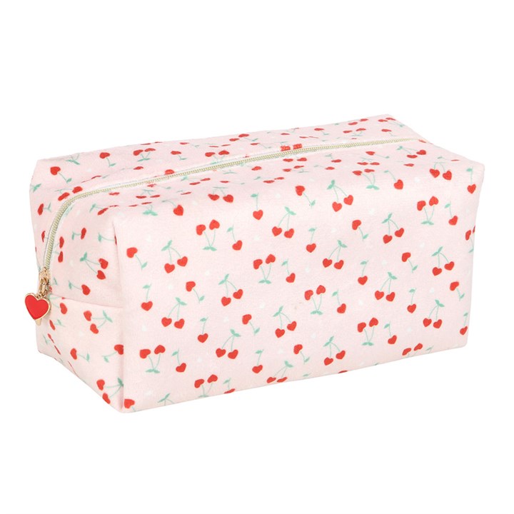 Heart Cherry Print Makeup Bag