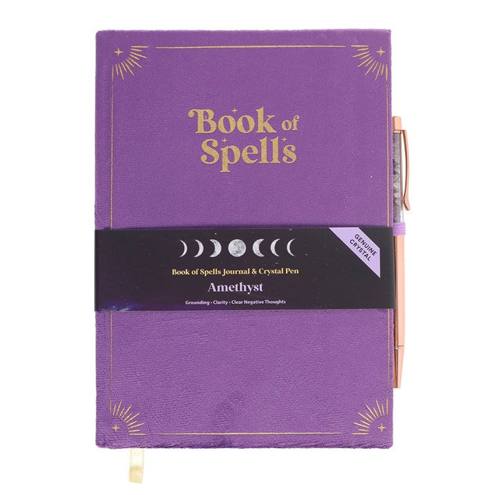 Book of Spells Journal with Amethyst Crystal Pen