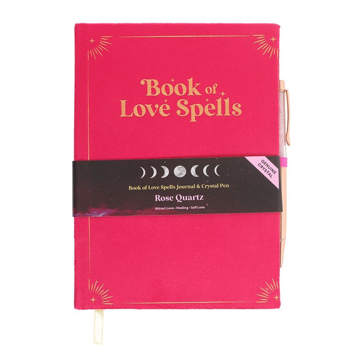 Book of Love Spells Journal with Rose Quartz Crystal Pen