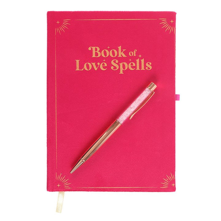 Book of Love Spells Journal with Rose Quartz Crystal Pen