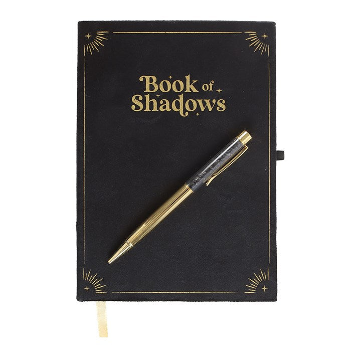 Book of Shadows Journal with Black Obsidian Crystal Pen