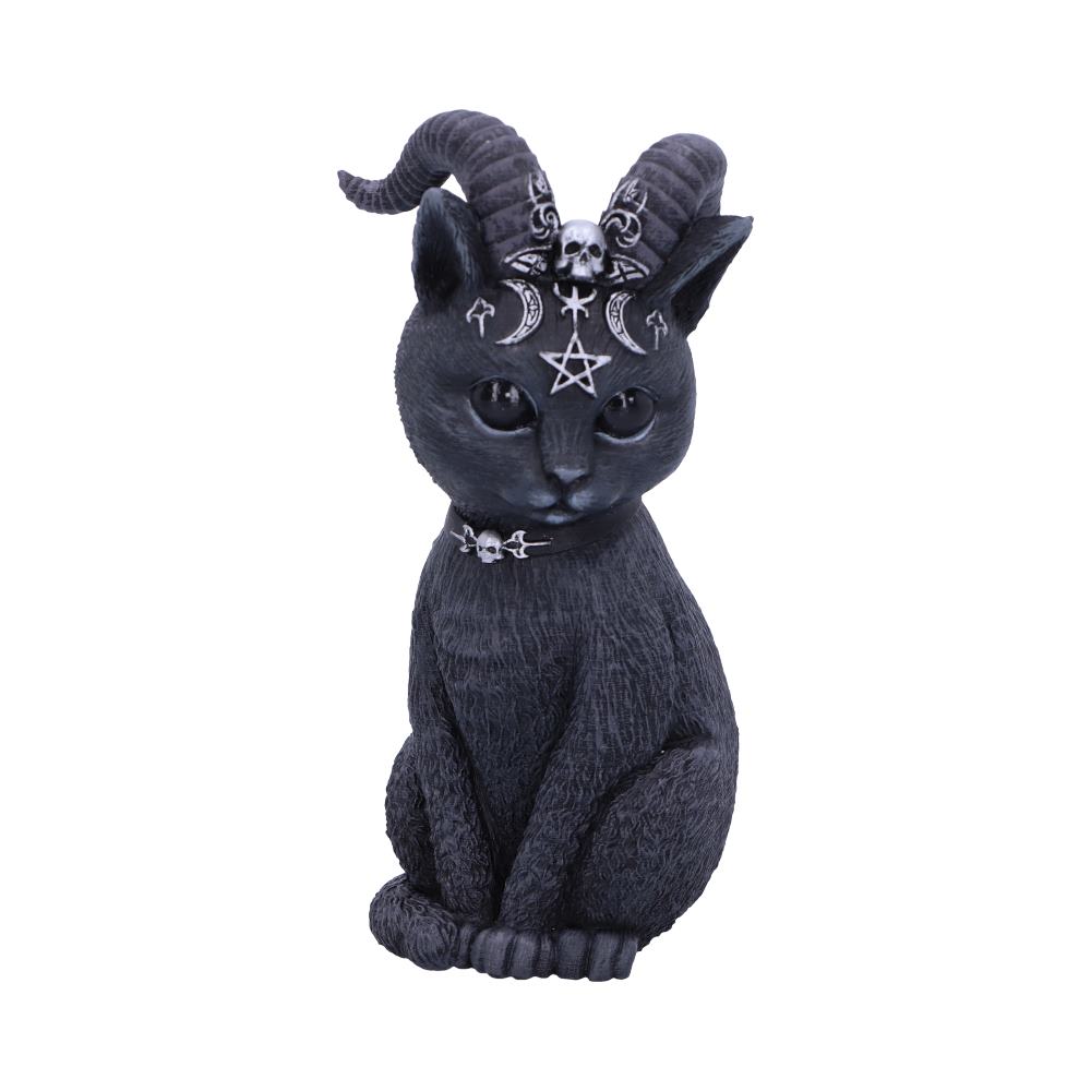 Cute black cat figure with horns and gothic details