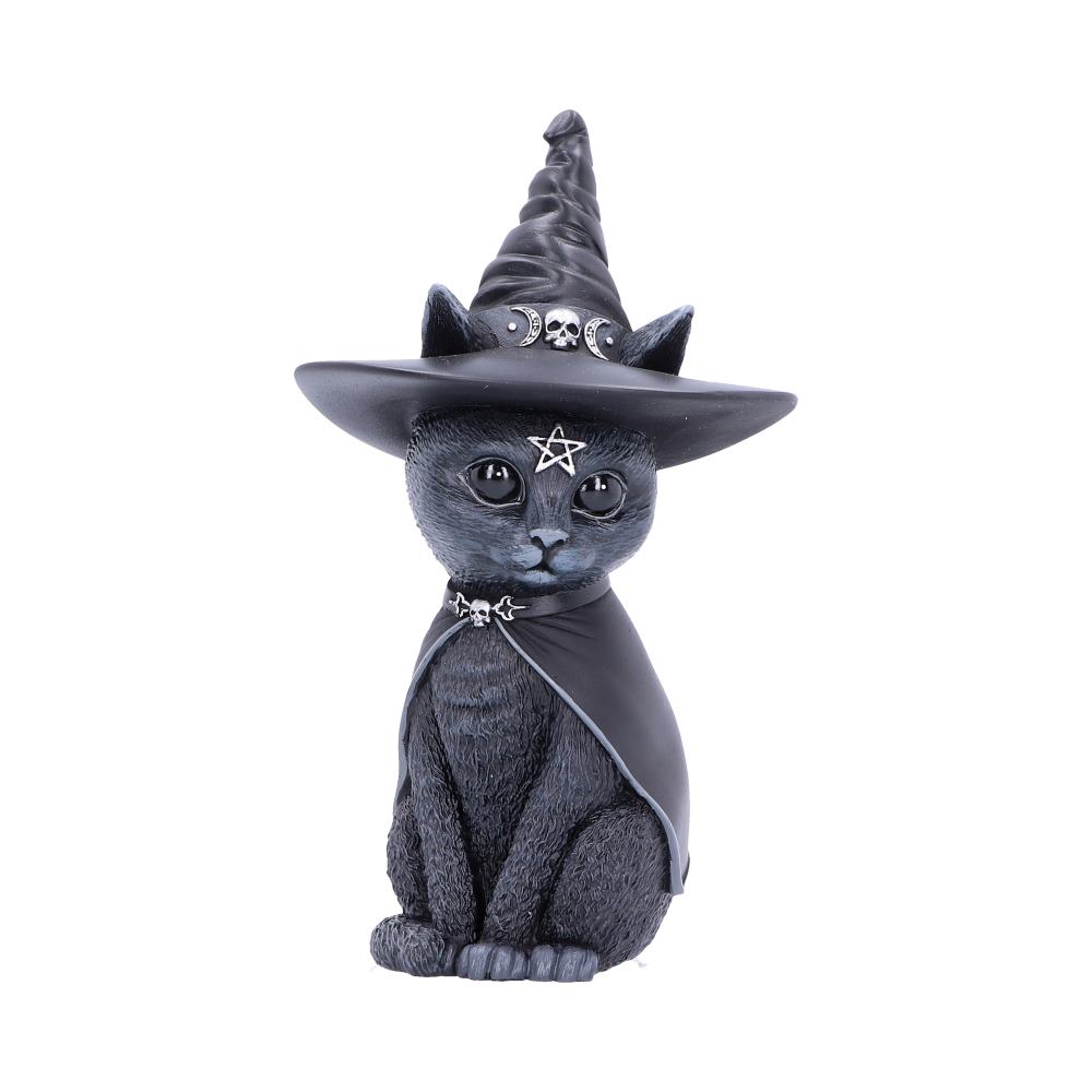 Cute black cat figurine with witchy details