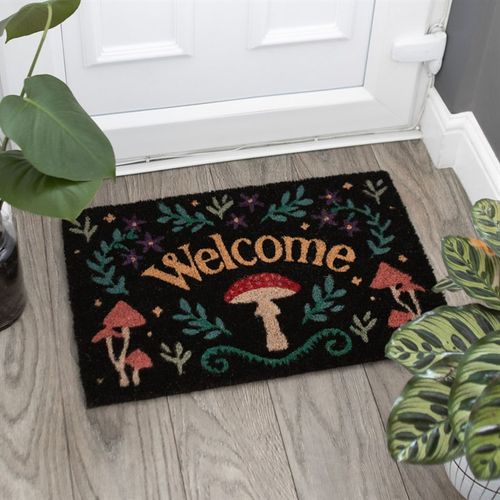 Black Mushroom Welcome Doormat