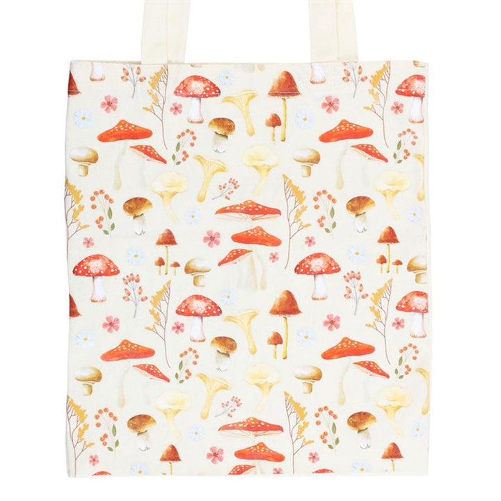 Mushroom Print Polycotton Tote Bag