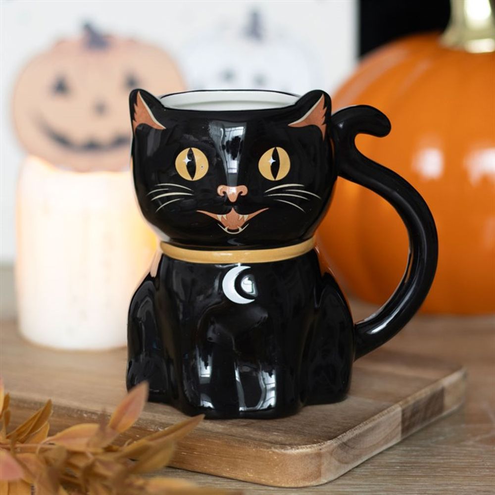 Spooky Black Cat Shaped Mug