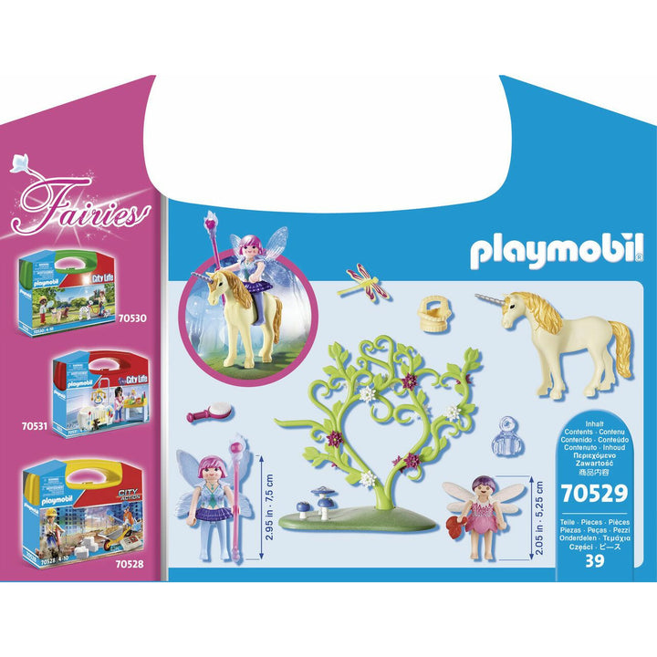 Playmobil fairy unicorn rear of  box