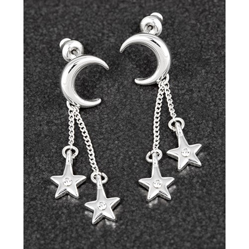 Silver plated Moon & Stars earrings