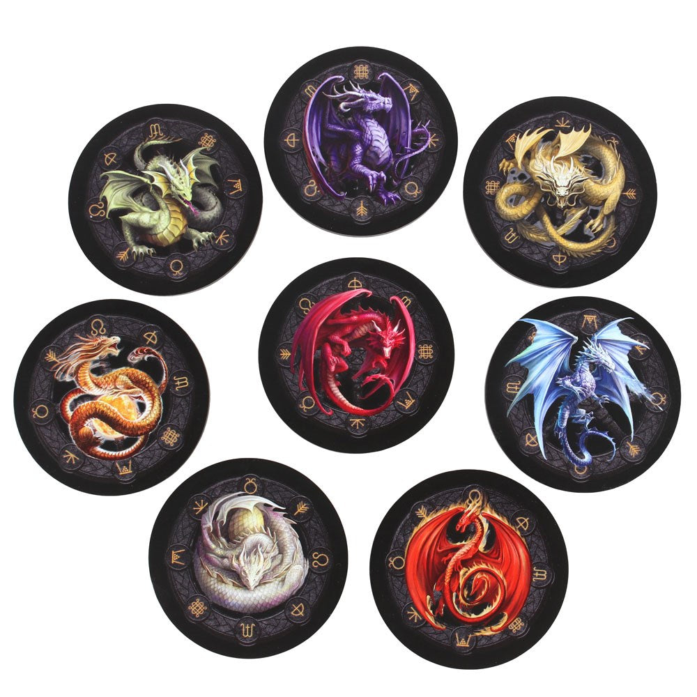 8 Dragons of the Sabbat coasters, Anne Stokes