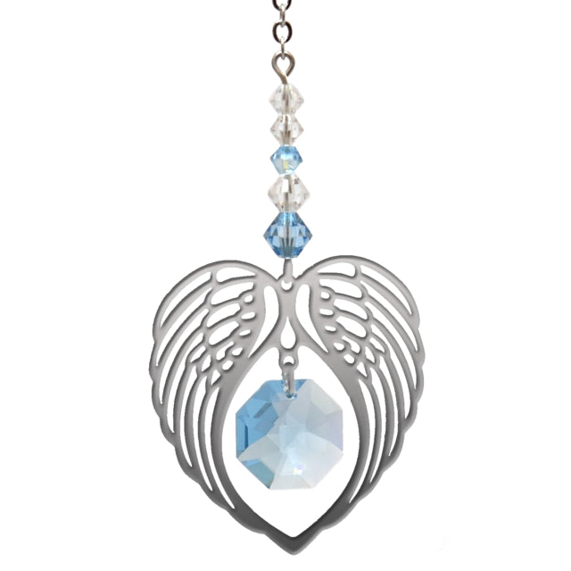 Angel heart wing sun catcher, Aquamarine