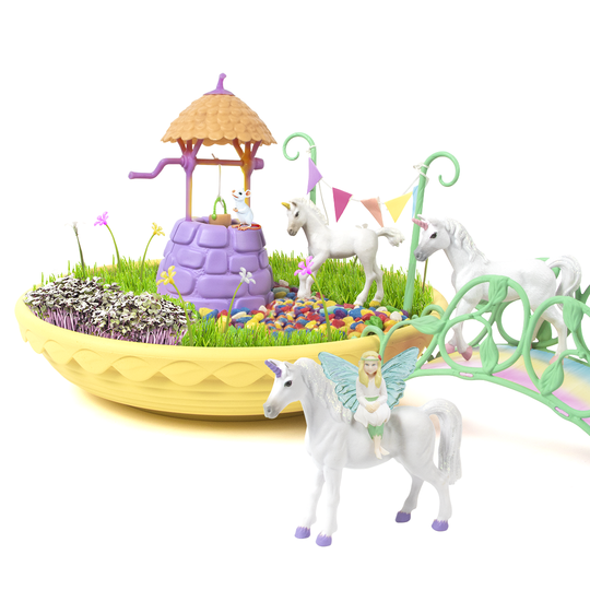 Unicorn garden and magical wishing well