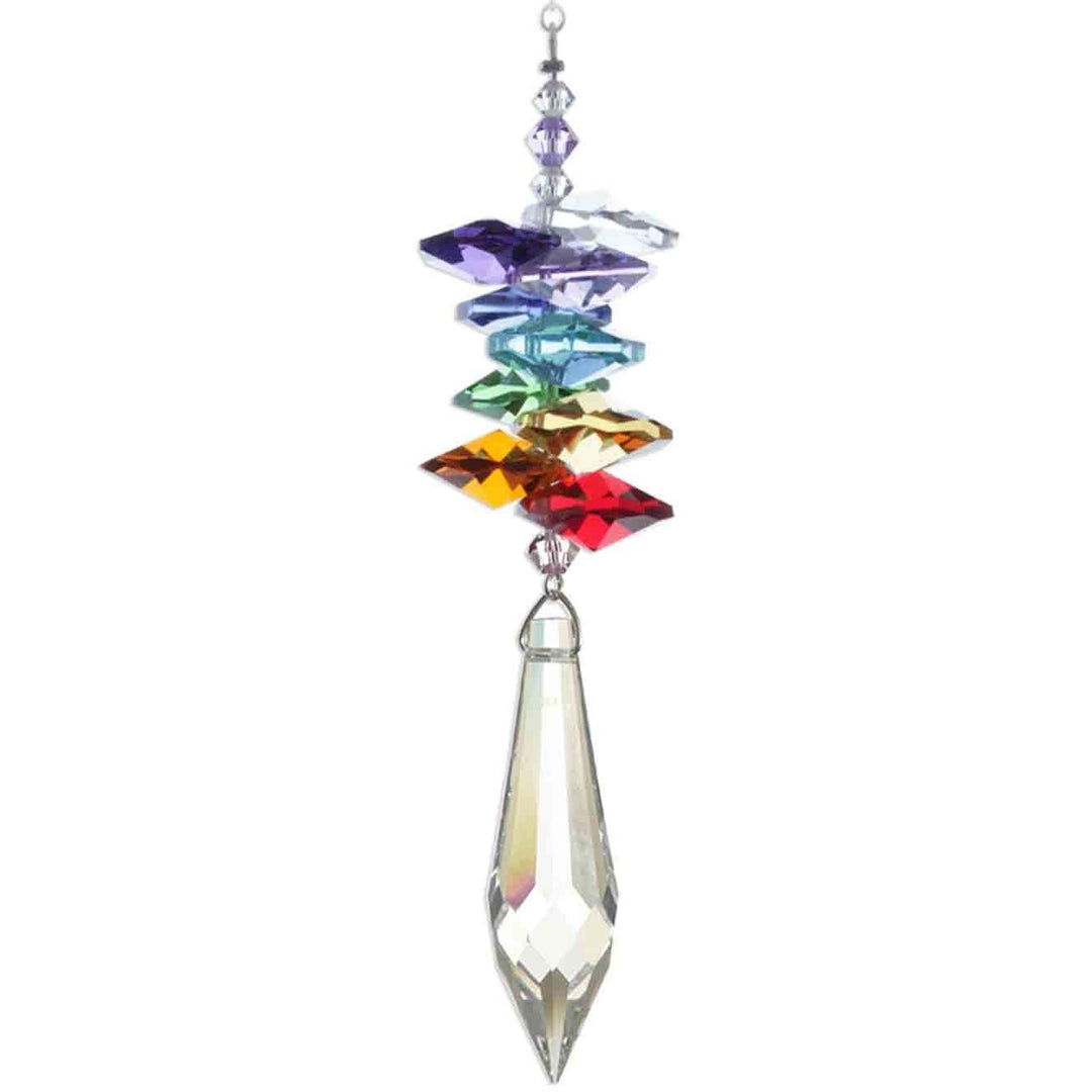 Rainbow crystal cascade with Swarovski crystal icicle