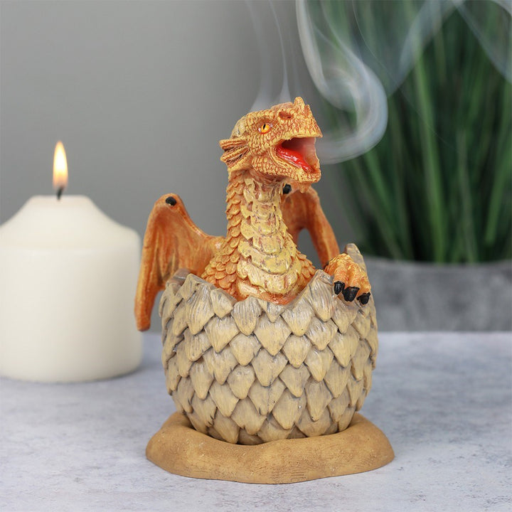 Yellow Hatchling incense burner, by Anne stokes