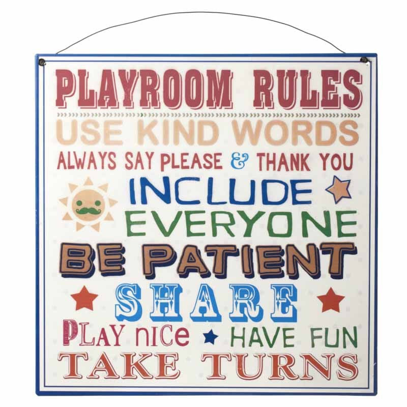 Playroom rules sign