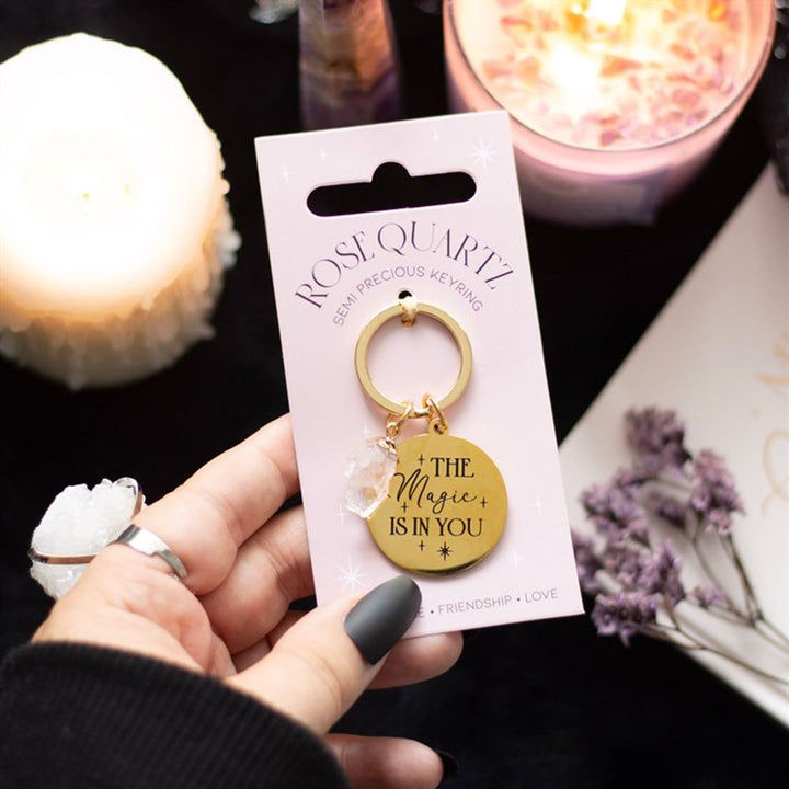 The Magic Is In You Rose Quartz Crystal Keyring