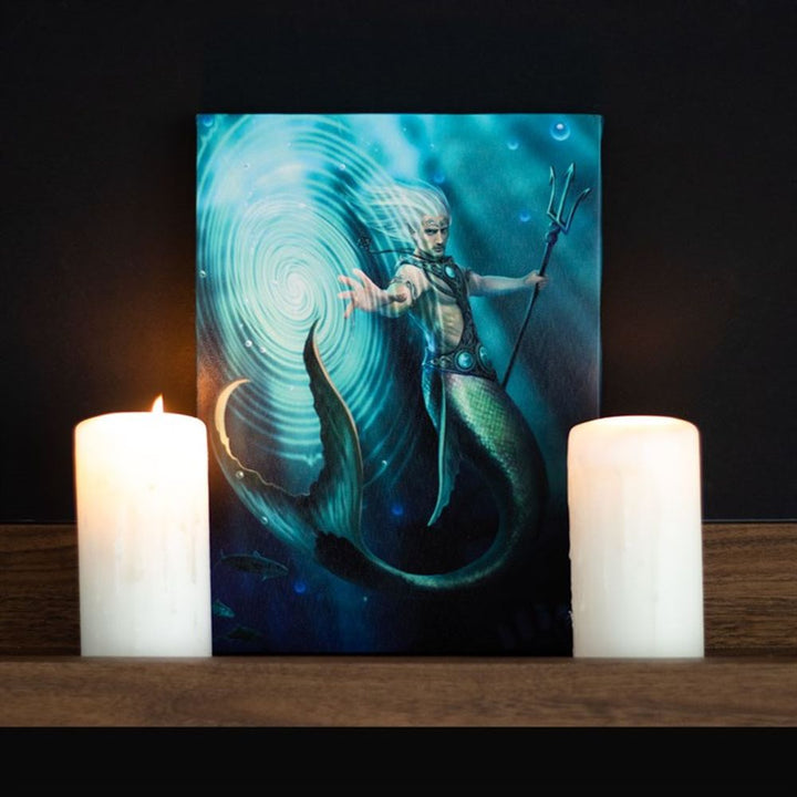 19x25cm Water Element Wizard Canvas Plaque by Anne Stokes