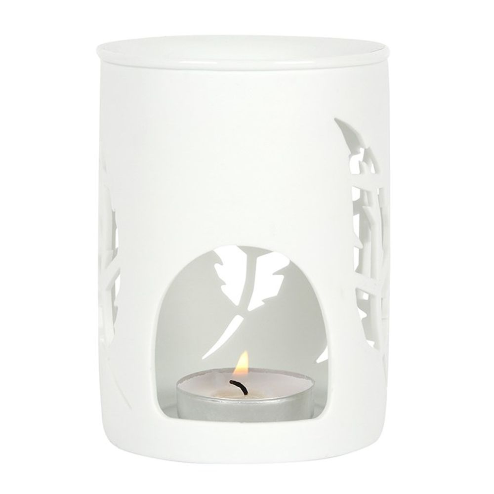 White Feather Cut Out Oil Burner