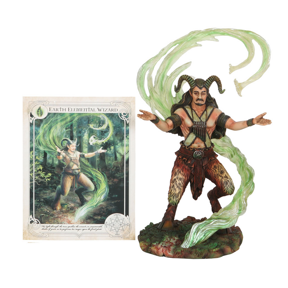 Earth elementral wizard figure, next to Anne Stokes artwork