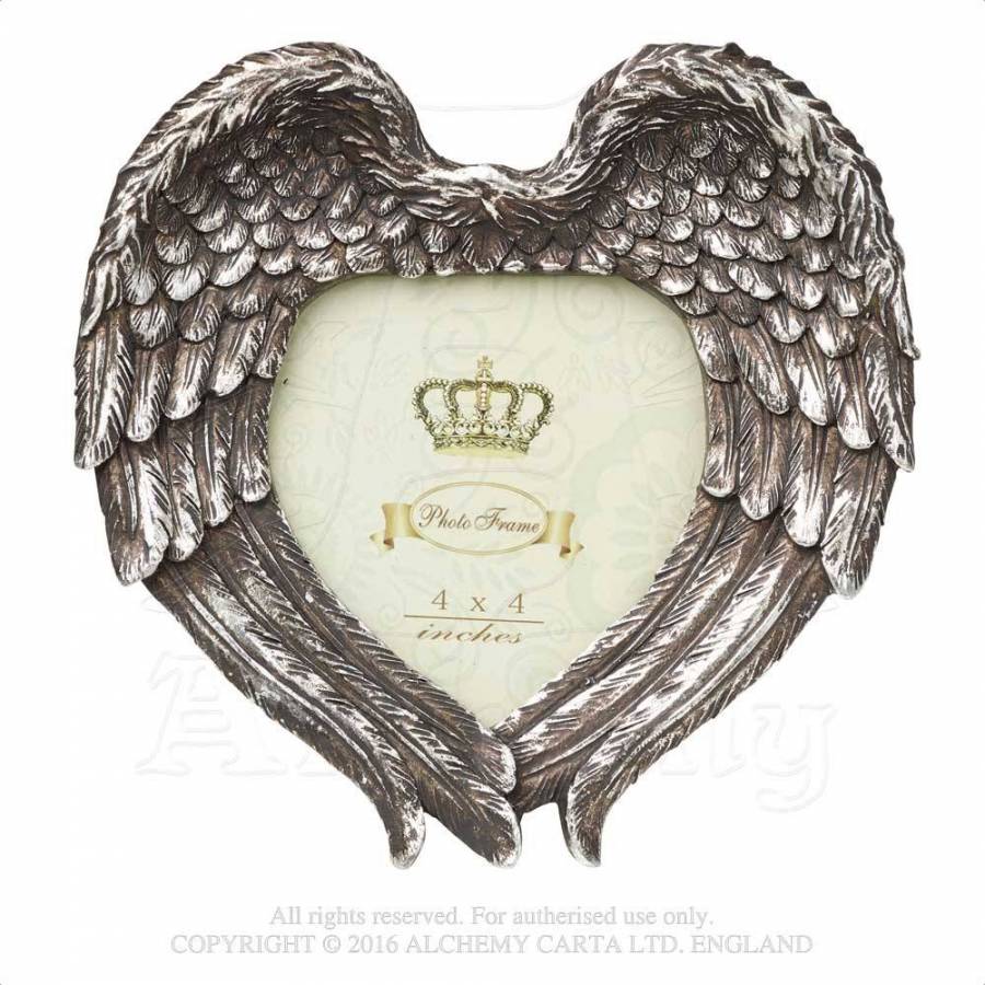 Angel wings, heart shaped photo frame